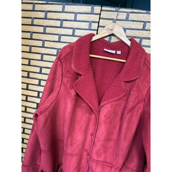 D&Co Red Sherpa Lined Jacket Size 3X - Picture 3 of 9